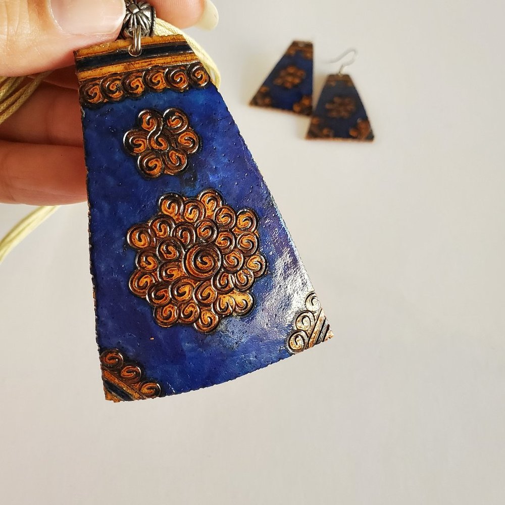 Leather Statement Necklace and Earring Set